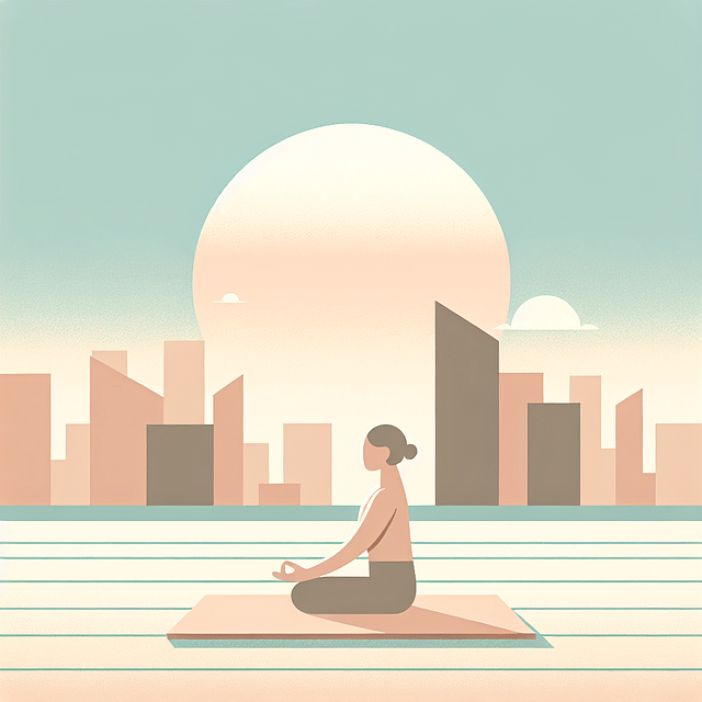 individual practicing mindful yoga on a rooftop