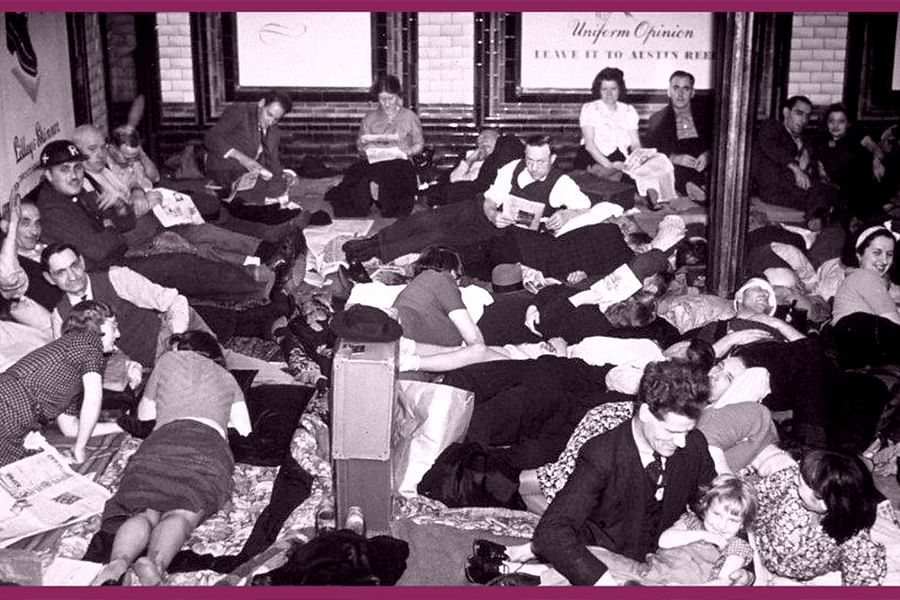 London underground air-raid shelters WWII