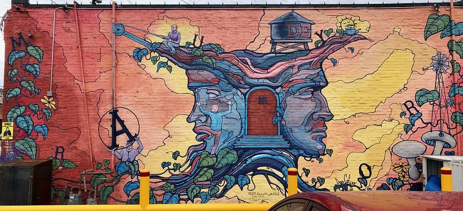 Colorful murals and street art in Deep Ellum, Dallas
