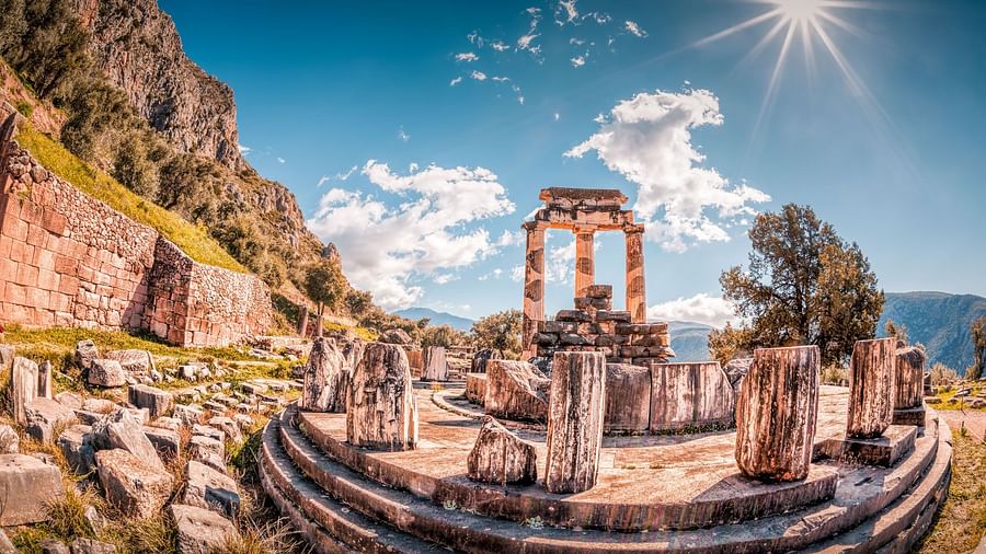 Ancient ruins at a hidden archaeological site in Greece