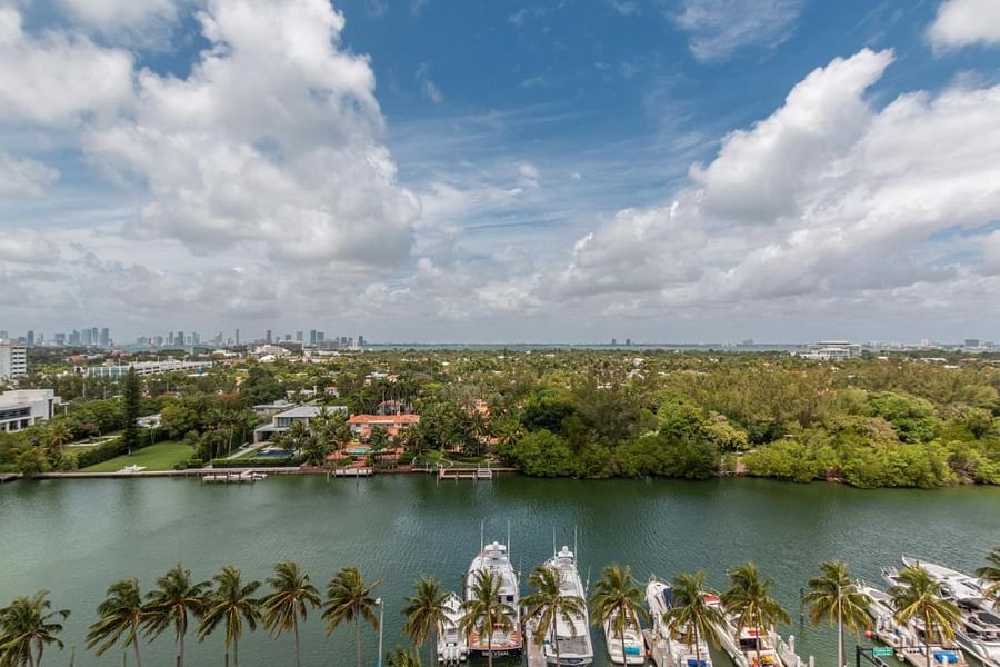 Twilight ambiance of Española Way in Miami with warm lighting and Mediterranean architecture